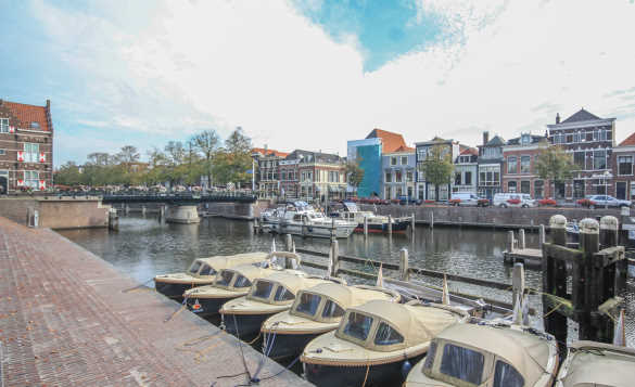 Boats moored in the harbour in Gorinchem in South Holland/