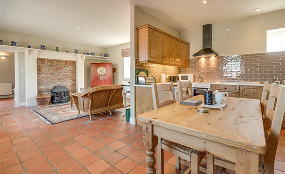 Living/dining kitchen in the Coach House on Belle Isle Estate/