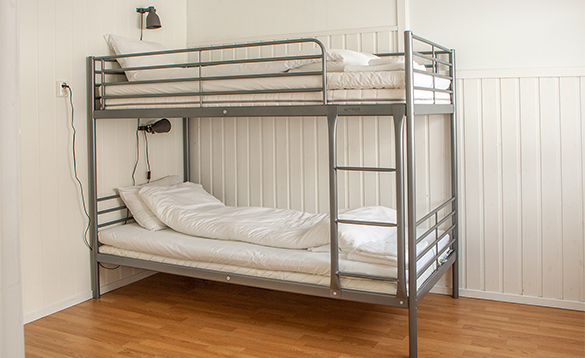 Silver bunk beds in a self-catering cabin in Norway/