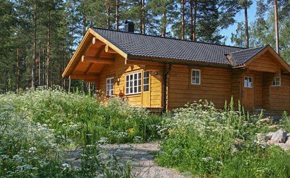 Wooden log cabin in Sweden/
