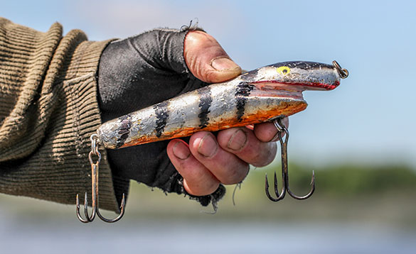 Close up of a pike lure/
