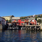 View of a boat moored in a harbour in Norway