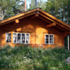 Wooden chalet set in woodland