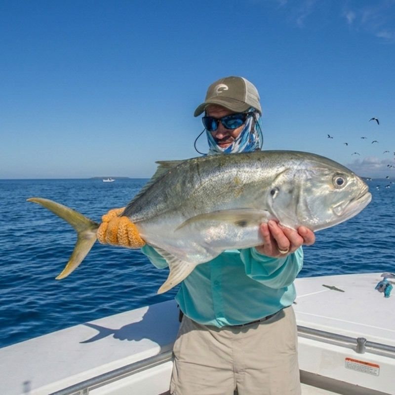 Angler holding a Jack Crevalle fish
